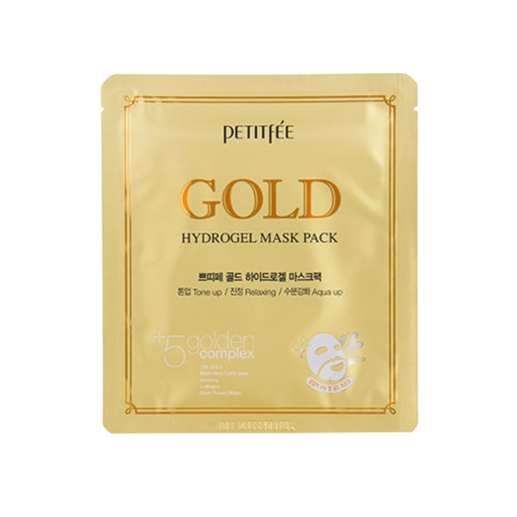 [petitfee] Gold Hydrogel Mask Pack, 32g, 5pcs / Korean Hydrogel Face Mask / Cooling & Hydrating by D