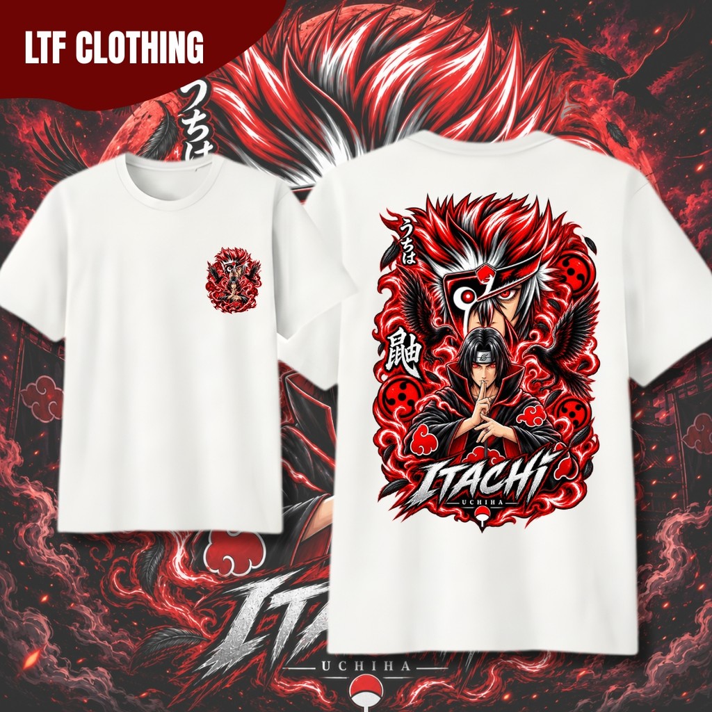 Naruto Itachi Uchiha Akatsuki Sharingan Anime T-Shirt - เสื้อยืดสําหรับวัยรุ่นและผู้ใหญ่ - Cotton Co