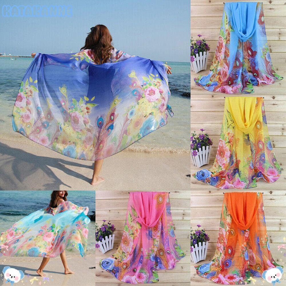 KATAKANE Beach Shawl Head Wrap อุปกรณ์เสริมเสื้อผ้า Summer Beach Sarong Scarf