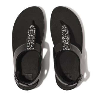 FITFLOP FINO CRYSTAL-MIX T-STRAP รองเท้าแตะแบบรัดส้นผู้หญิง รุ่น IU5-090 สี BLACK