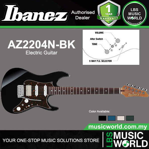 Ibanez AZ2204N Alder Body Prestige กีตาร์ไฟฟ้า HSS Pickup และ Gotoh Tremolo