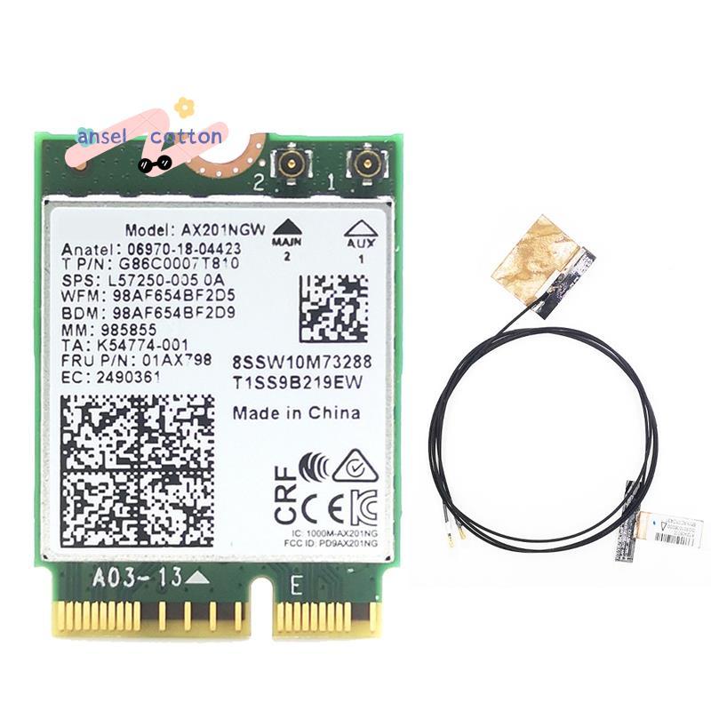 AX201 AX201NGW WiFi การ์ด 2XAntenna M.2 CNVio2 2.4 Ghz/5 Ghz WiFi การ์ดเสาอากาศอุปกรณ์เสริม
