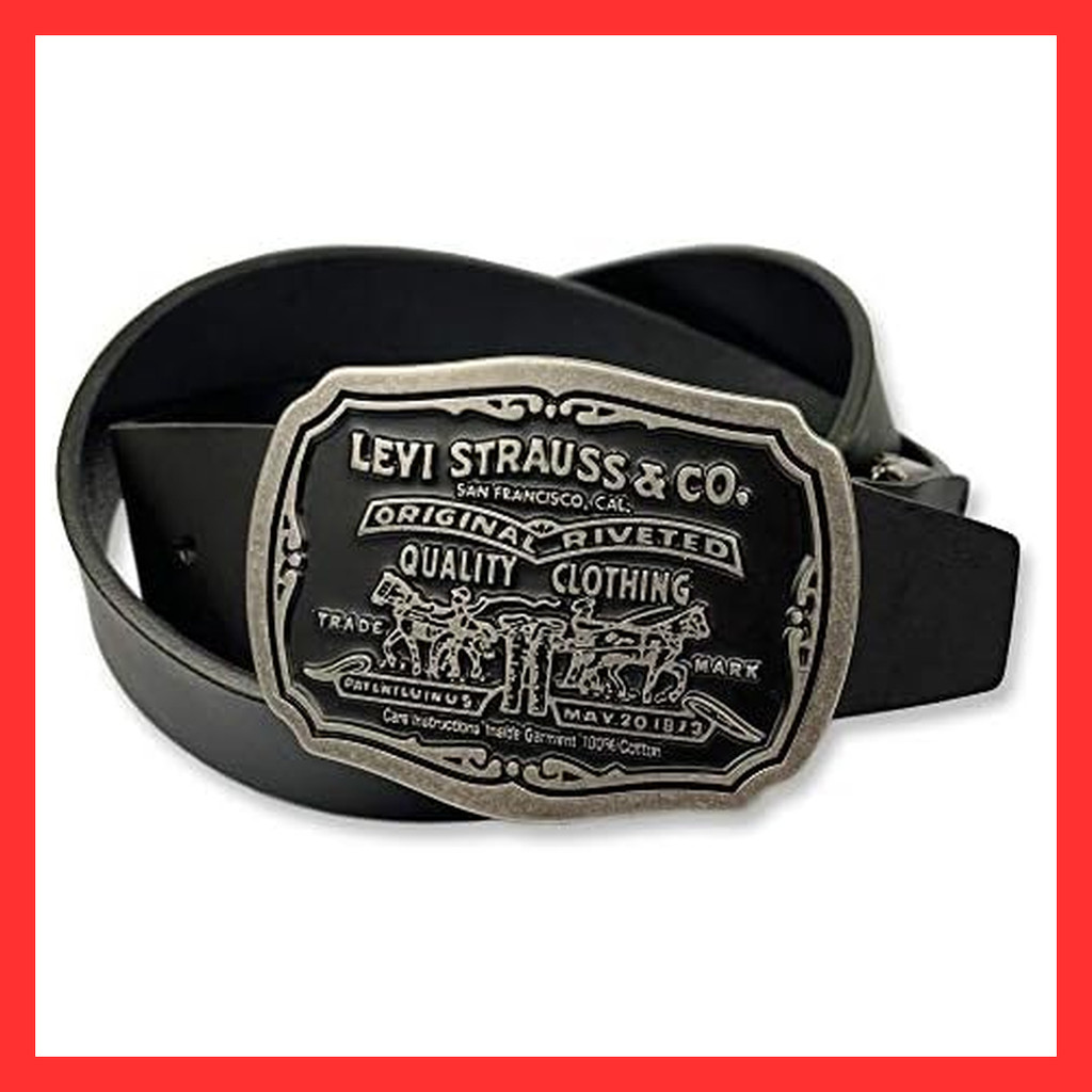 [Levi's] Two Horse Design Buckle Real Leather Wide Belt (15116067) [Direct from japan]