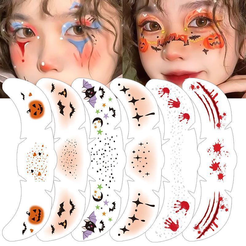 Halloween万圣节恐怖妆容贴雀斑贴一* 吃临时脸部贴Halloween Witch Gothic Dark Makeup Nun Creative Makeup * Children'S Car