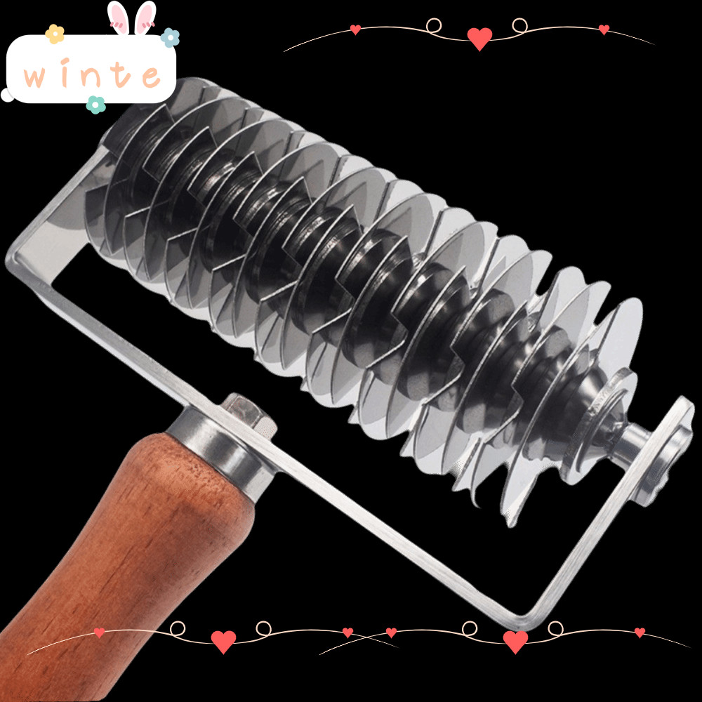 WINTE Lattice Pastry Cutter, สแตนเลสไม้ Handle Pastry Lattice Roller Cutter, Professional Time-Saver