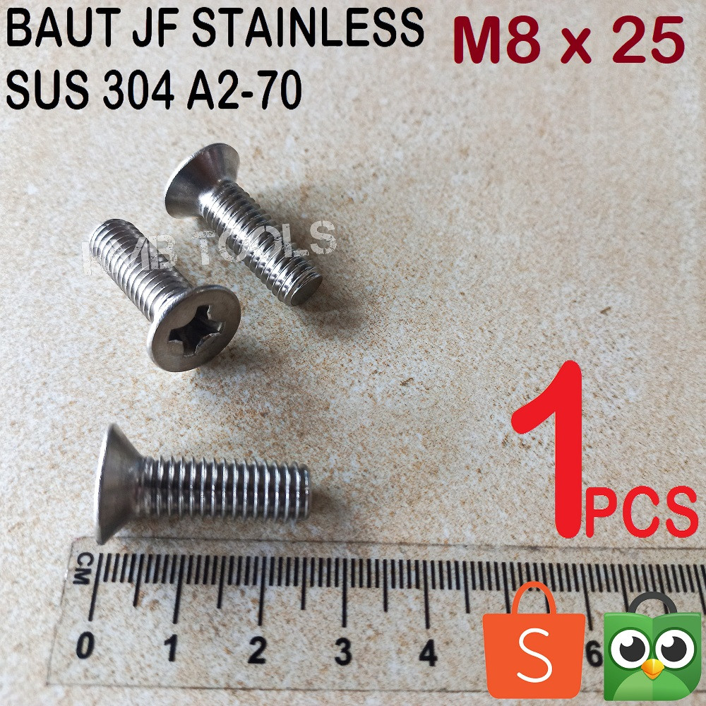 M8x25 JF STAINLESS GRADE 304 A2-70 FLAT HEAD MACHINE SCREW SCREWDRIVER PLUS M8 CSK