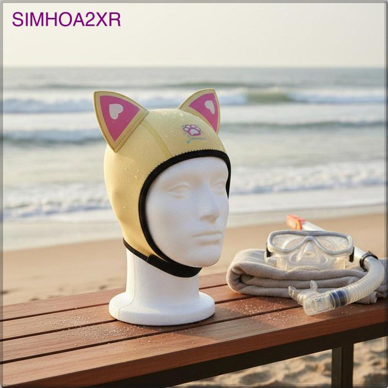 [simhoa2xr] Facekini Swim Cap Sun Protection การ์ตูน Creature Swim Cap ความยืดหยุ่นสูง