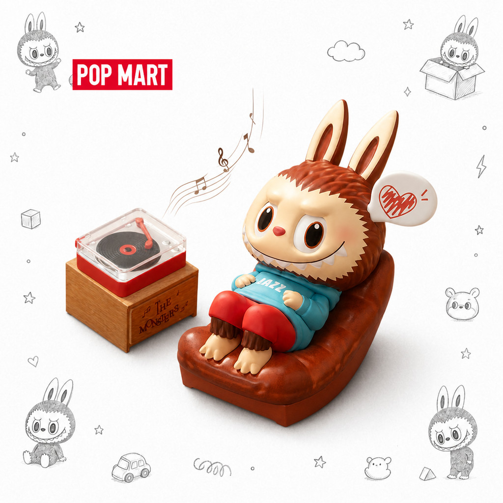 P POPMART LABUBU Jazz Music Figure Jewelry ของขวัญเล่นอินเทรนด์