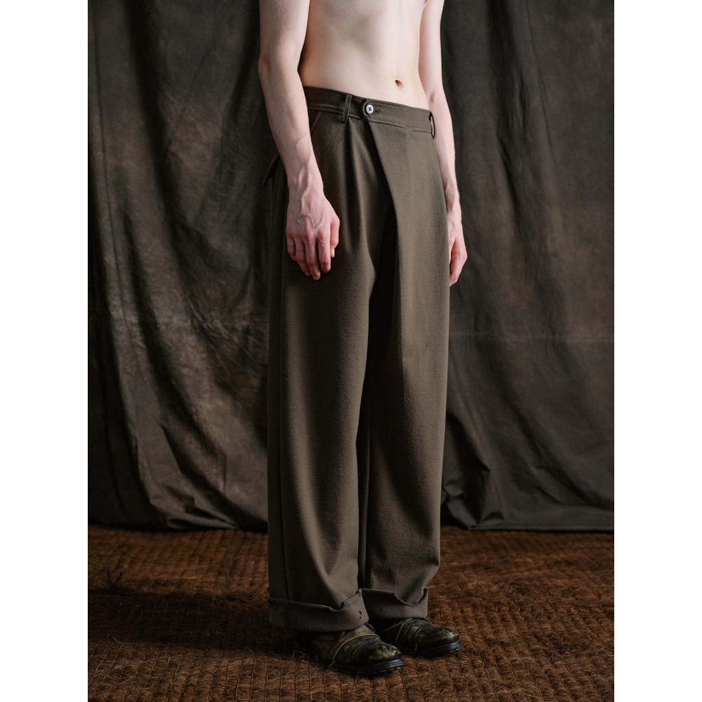 {Ling Crow ILNya} Gallery _ Rat Bite Pants Destruction Effect Straight Flip Pants Casual Pants