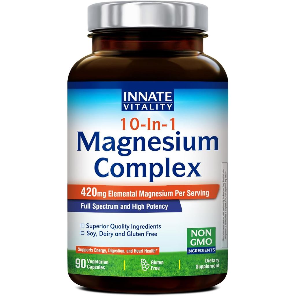 Innate Vitality 10-in-1 Magnesium Complex 960mg, 420mg Elemental Mag ต่อให้บริการ พร้อม Magnesium Gl
