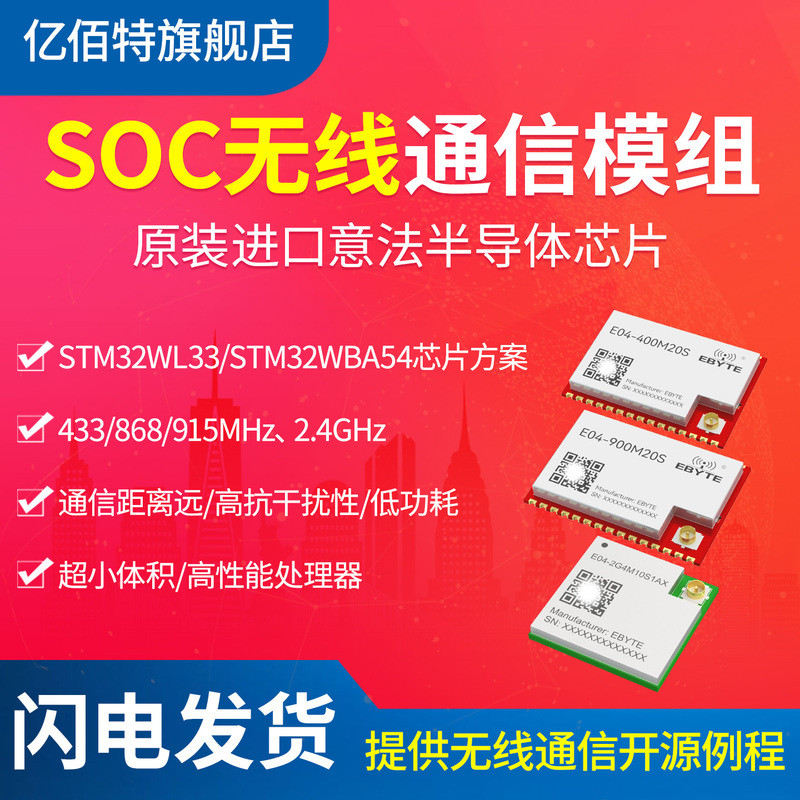 โมดูลส่งสัญญาณไร้สาย GFSK กำลังต่ำ 433/915M แบบโปร่งใส STMicroelectronics STM32WL33 โมดูล ASK