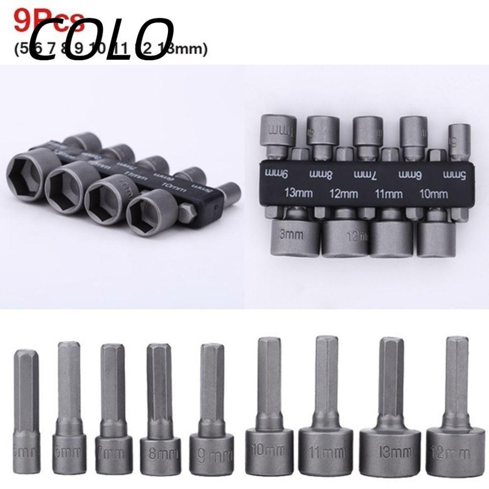 COLO 9 ชิ้น/เซ็ต Hex SocketS Sleeve Driver Socket Bits Schroevendraaier ชุด Bits ชุดไขควง