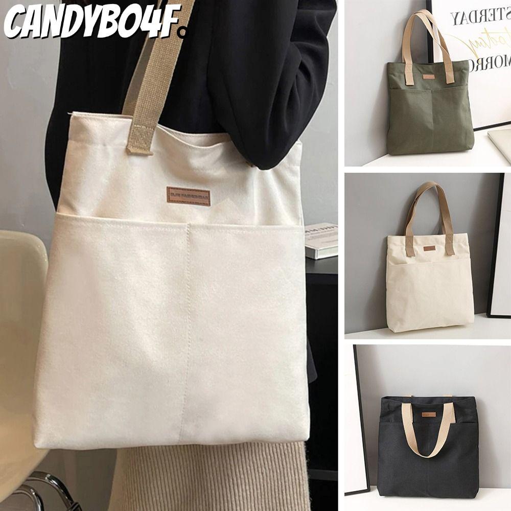 CANDYBO4F Tote Bags, Canvas Large Capacity Handbag, Fashion All-Match Sewing Thread Shoulder Bags Wo