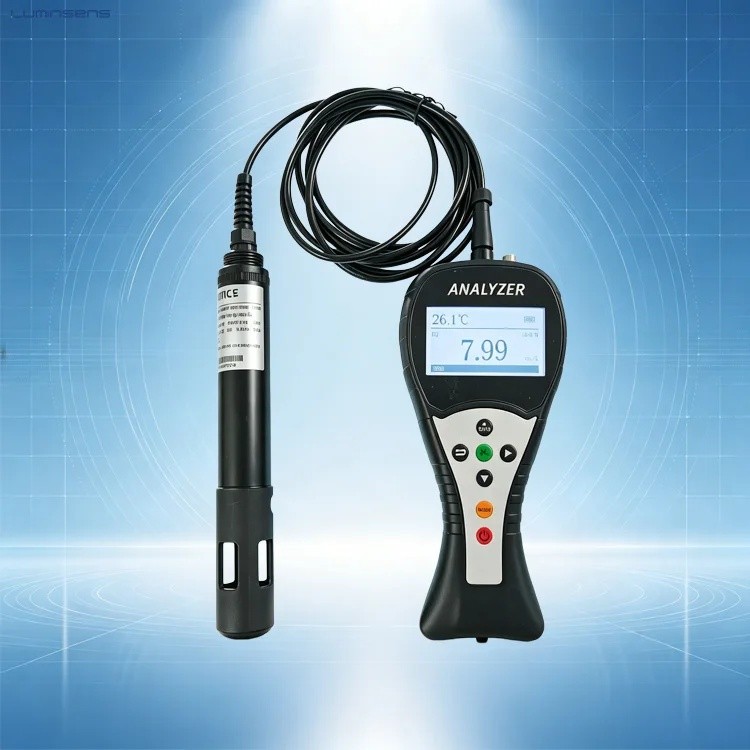 I1DZ 3.7V แบตเตอรี่ลิเธียมชาร์จ RS485 อุตสาหกรรมมือถือละลายออกซิเจนเครื่องทดสอบแบบพกพาเรืองแสง DO An