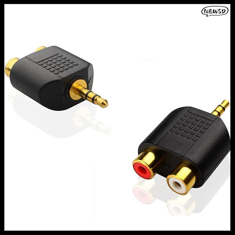 NEWSD 1 PC Gold Plated สเตอริโอเสียงชายปลั๊ก 2 RCA หญิง ja Y 3.5 มม.อะแดปเตอร์ DDC