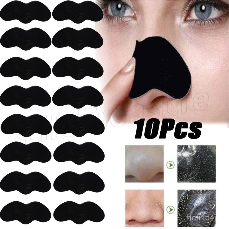 10Pcs Bamboo Charcoal Blackhead Removing Nose Mask / Nose Pore Cleansing Strips / Professional Silic