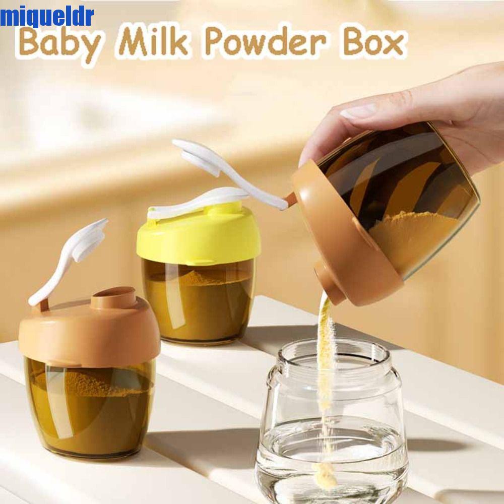 MIQUEL Toddle Snacks Container,พร้อมช้อนนมผงกล่องนมผงเด็ก,Simple Seal Jar Feeding Lunch Box Essentia