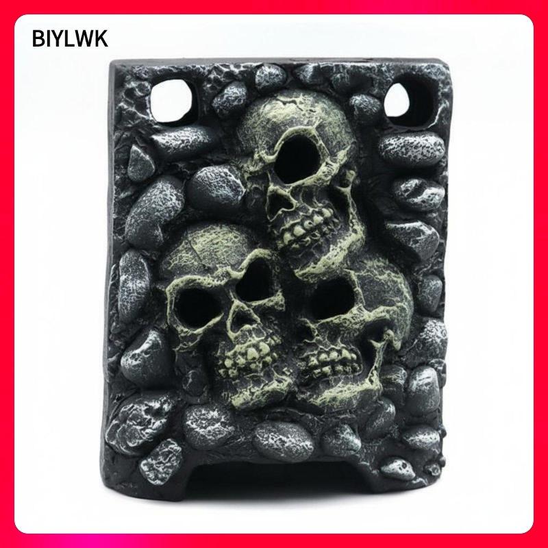 [Phenovo] เรซิ่น Cranium ตกแต่งรายละเอียดที่สมจริง fishes Tank Cranium Cave Smooth Edges