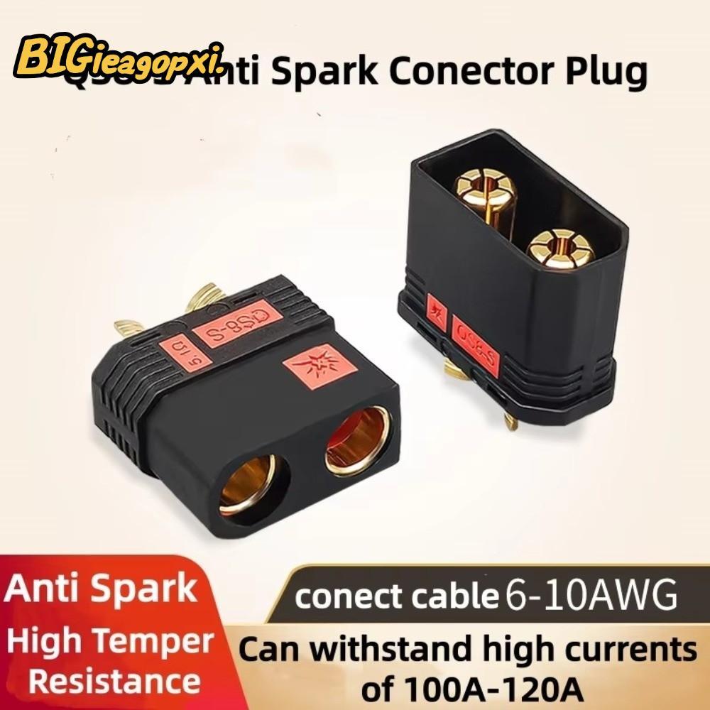 ขั้วต่อ BIGBAGOOPXI QS8-S, Gold Plated Anti Spark QS8P-S ปลั๊กแบตเตอรี่, สีดําปัจจุบันสูง QS8-S MF ป