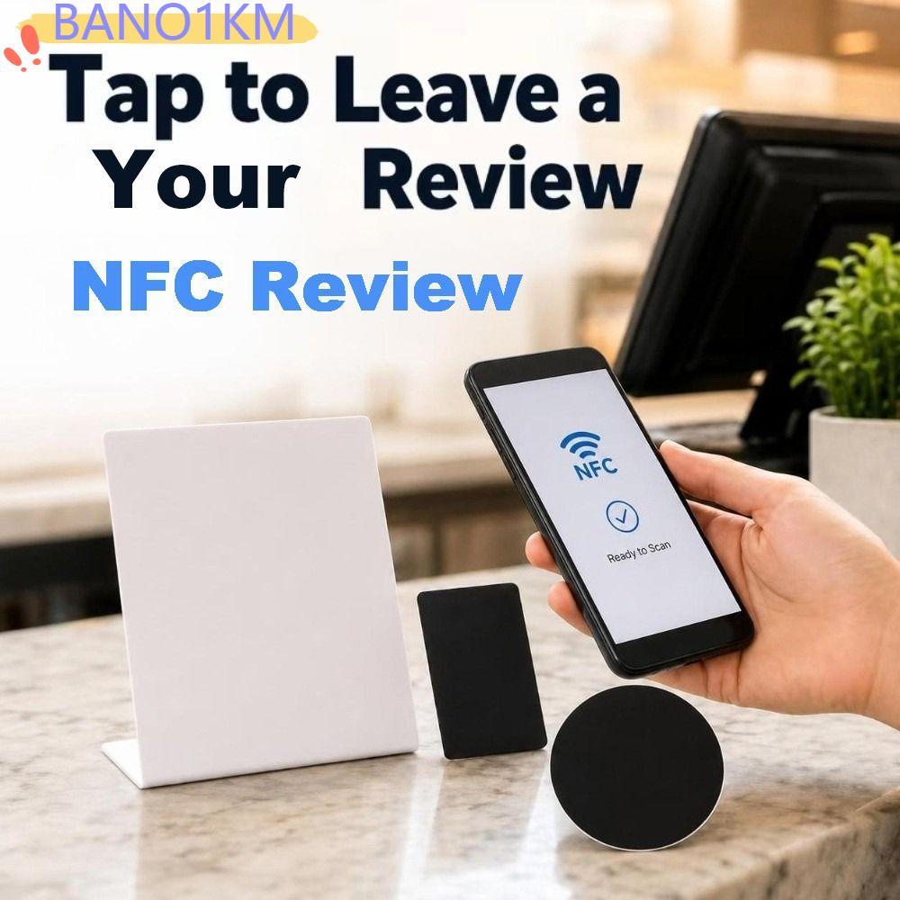 BANO1KM NFC Counter Sign, Tap to Open Reusable NFC Review Display Card,อะคริลิคตั้งโปรแกรมได้แบตเตอร