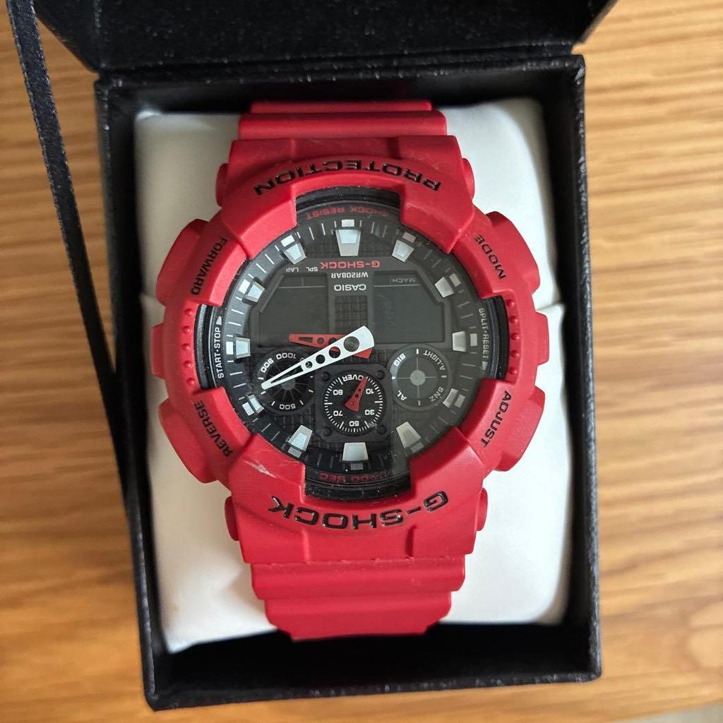 นาฬิกาข้อมือ CASIO G-SHOCK GA-100B-4A สีแดง อนาล็อกดิจิทัล มือสอง พร้อมกล่อง