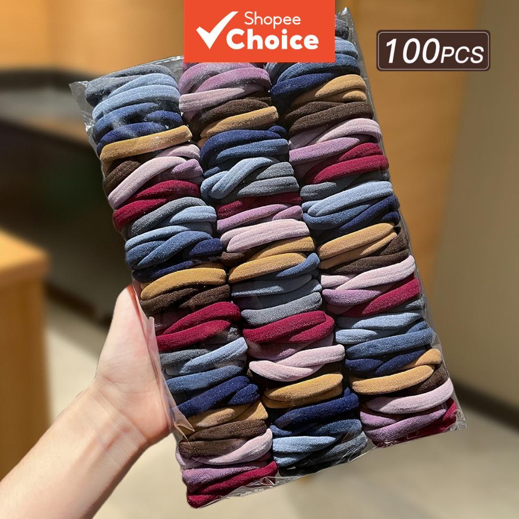 100ชิ้นที่มีสีสันยืดหยุ่นวงผมที่ไร้รอยต่อ-พรรคฤดูใบไม้ผลิ,ยิม,สวมใส่ในชีวิตประจําวัน