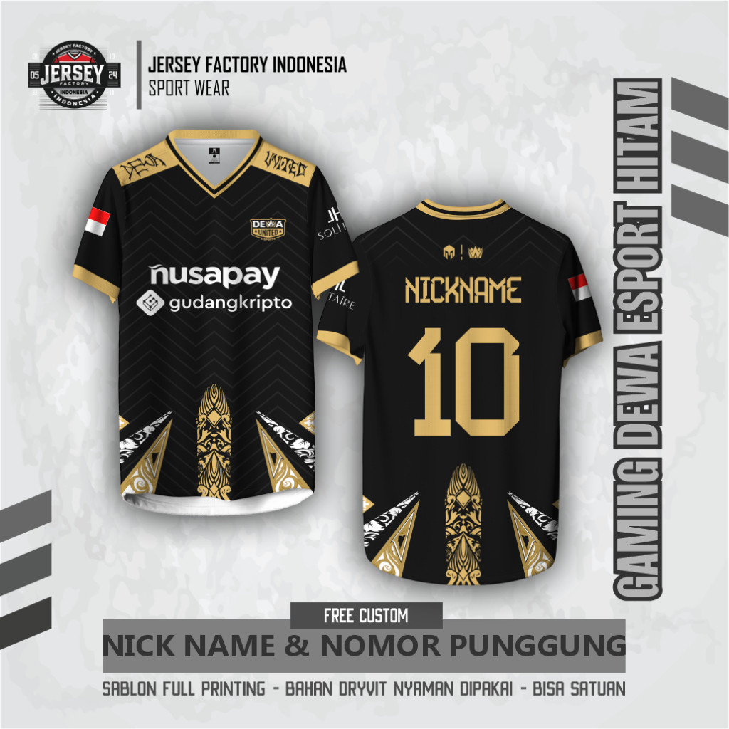 เสื้อเล่นเกม Dewa Esport ฟรีชื่อแบบกําหนดเอง