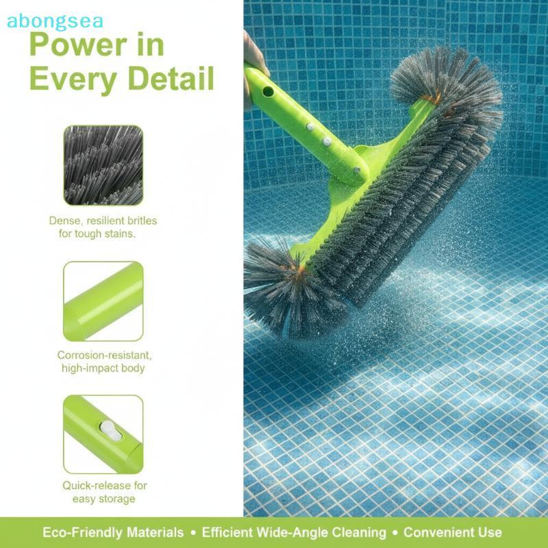 Abongsea Heavy Duty หัวแปรงสระว่ายน้ํา 32 ซม.ที่ถอดออกได้ Handle Stiff Bristle สําหรับสระว่ายน้ําผนังกระเบื้องมุม Stuborn คราบทําความสะอาด Nice