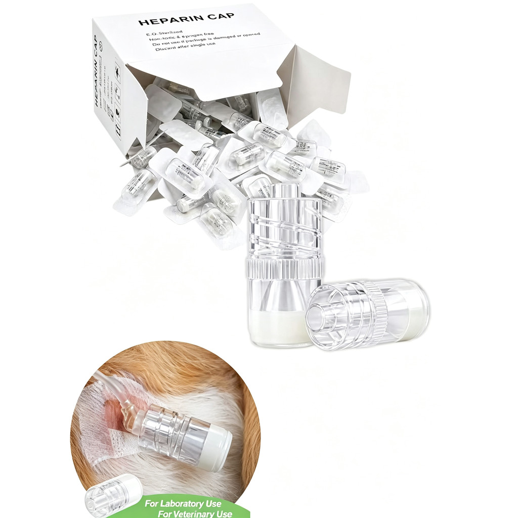 50/100 ชิ้นปราศจากเชื้อทิ้ง Heparin หมวกสัตวแพทย์สัตว์ Lab IV Cannula Infusion Catheter ล็อค Connect