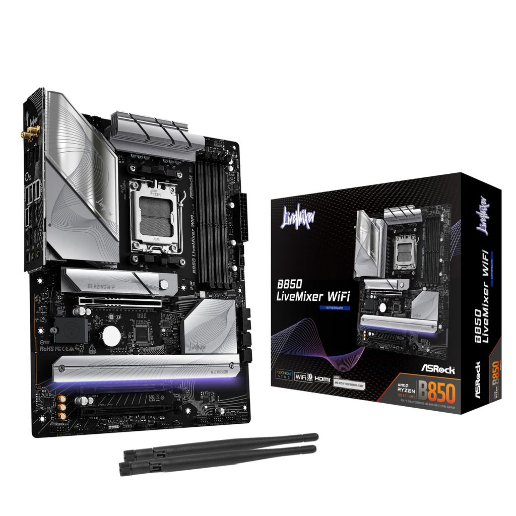 ASRock B850 LiveMixer WiFi DDR5 ATX Motherboard for AMD Ryzen (AM5) — Authorized Distributor Product