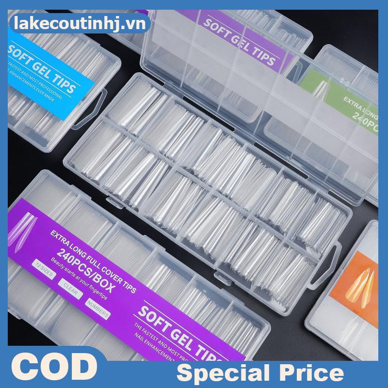 Lu 15 ขนาดแซนวิช Coffin Dual เล็บรูปแบบ 240 ชิ้น Professional อะคริลิคแม่พิมพ์ชุดสําหรับ Home Salon 
