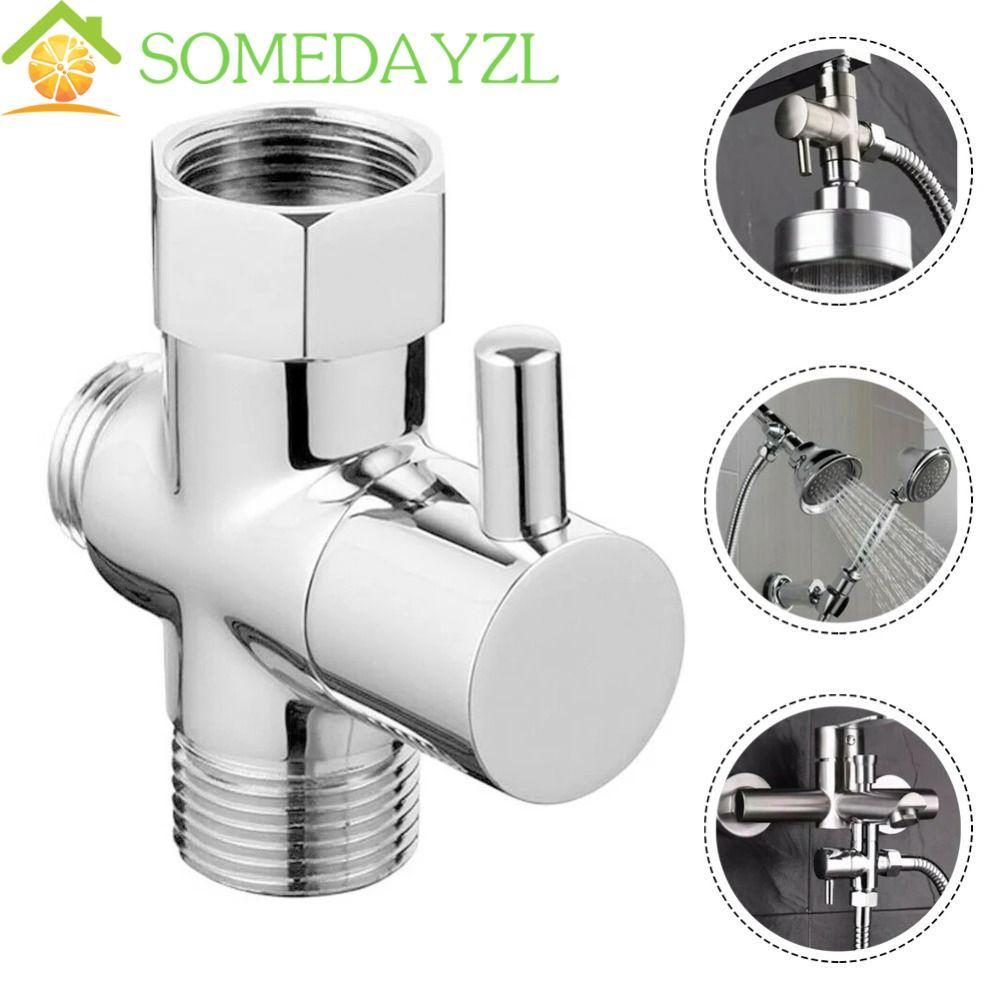 SOMEDAYZL 3 Way Switch Faucet Valve, T-adapter G1/2 3 Way Shower Head Diverter Valve Tool ทองเหลืองส