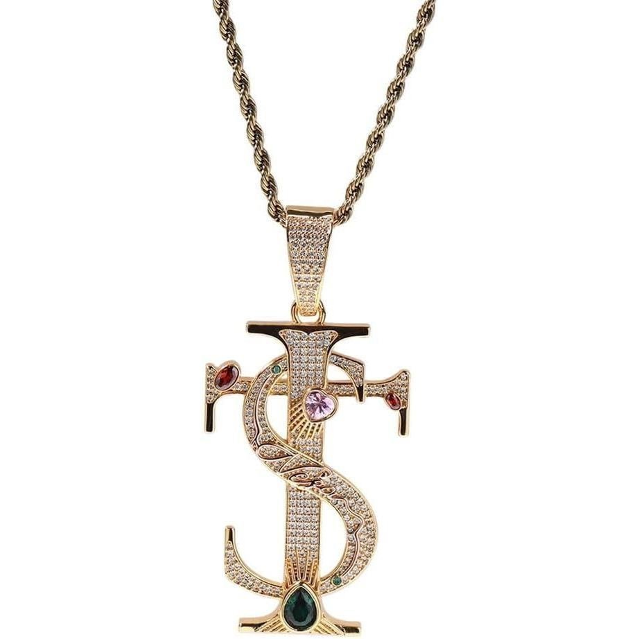 เหมาะสําหรับเครื่องประดับ Hip-Hop Cross สร้อยคอสําหรับผู้ชาย18K Gold Plated Miami Chain Iced Out Hea