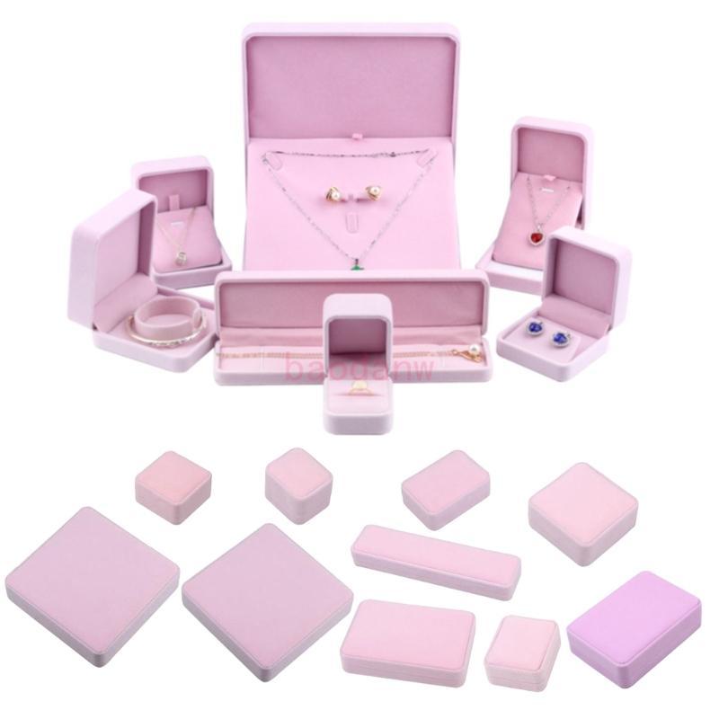 BDW Elegant Jewellery Organizer กํามะหยี่สีชมพูเครื่องประดับกล่องเครื่องประดับ Jewellery Organiser