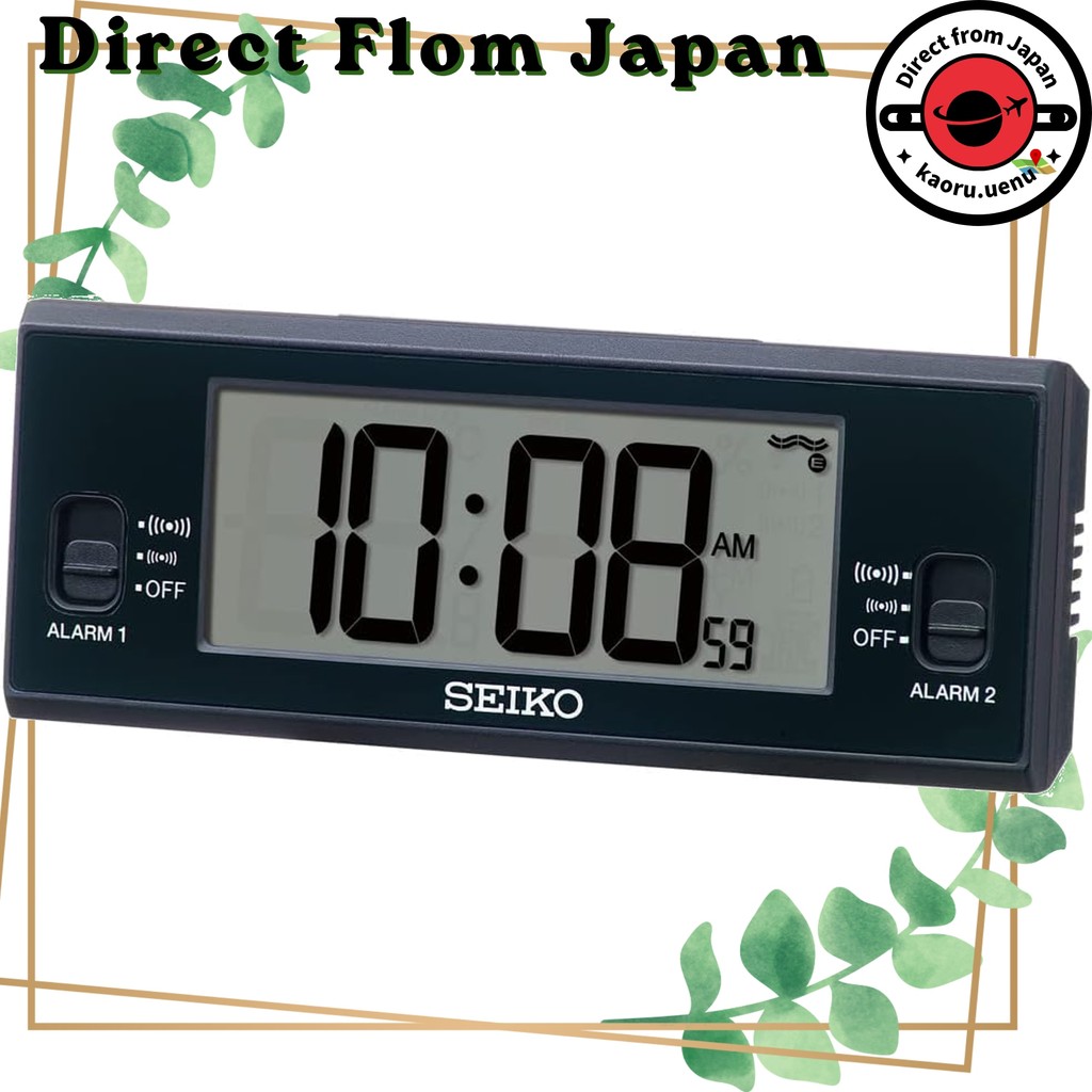 【Direct From Japan】Seiko Clock Alarm Clock, Table Clock, Digital, Radio Controlled, Black, 48 x 123 