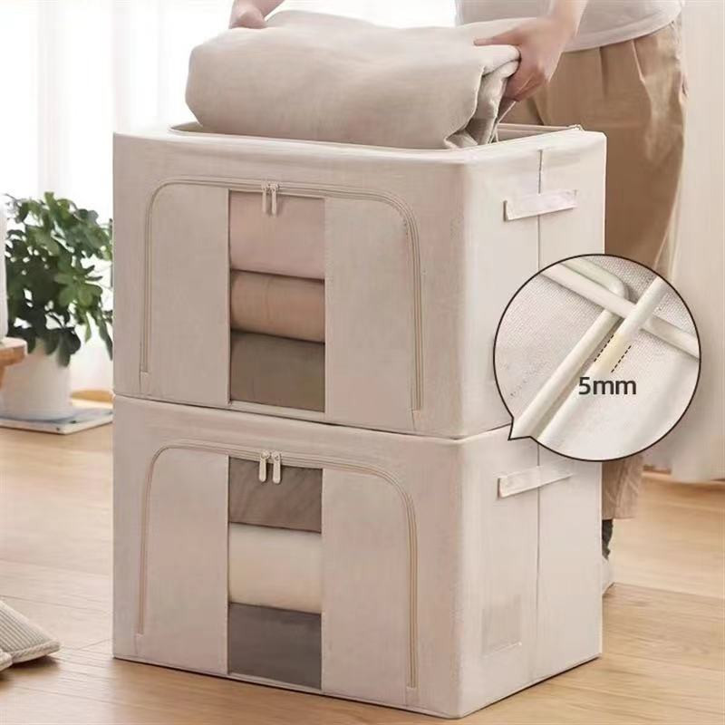 Fabric Storage Box Storage Bins for Shelves Large Storage Baskets with Metal Frame Closet Basket