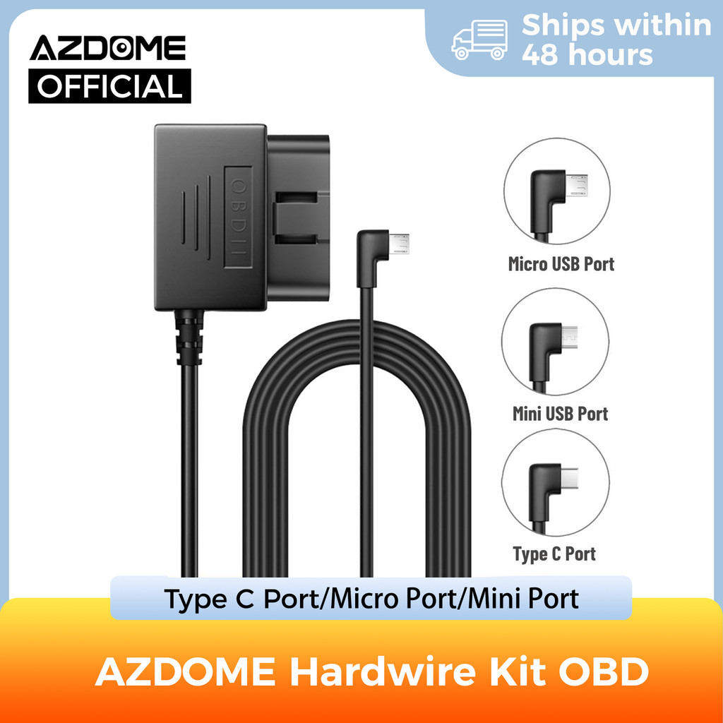 AZDOME Hardwire Kit OBD สําหรับ AZDOME M550 M300S Dash Cam ที่จอดรถสาย Micro USB พอร์ต/Mini USB พอร์