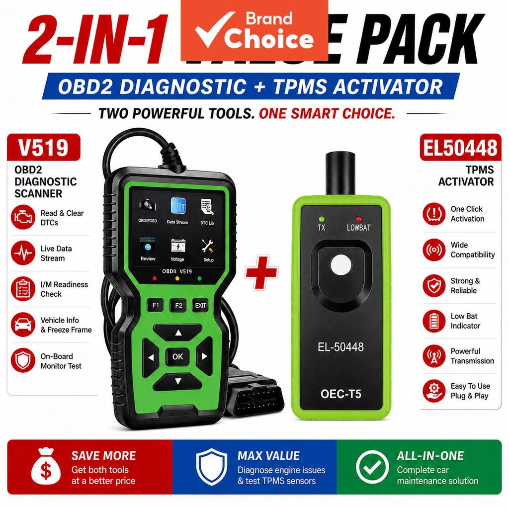 El-50448 Tpms รีเซ็ตเครื่องมือ & V519 Obd2 Scanner Combo Kit, Obd Ii เครื่องอ่านรหัสรถยนต์รีเซ็ตความ