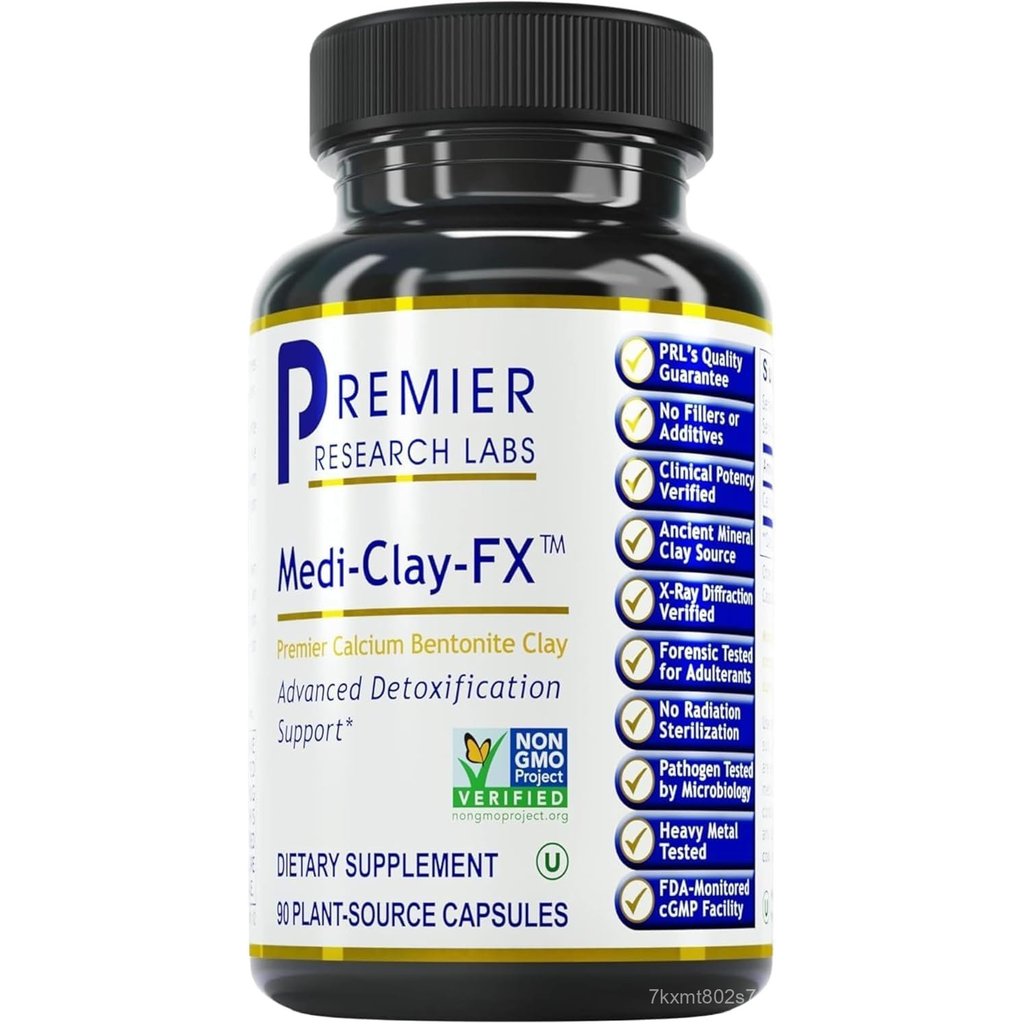 Premier Research Labs Medi-Clay-FX: Bentonite Clay แคปซูล สำหรับ Detoxification| อาหาร เกรด Smectite