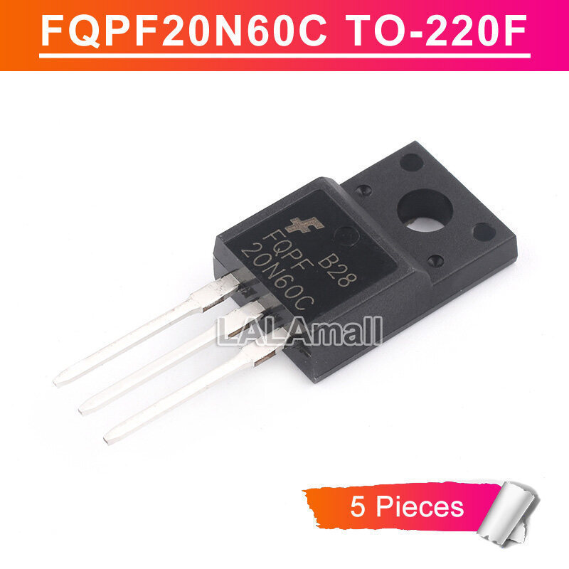 5pcs FQPF20N60C TO-220F FQPF 20N60 20N60C FQPF20N60 TO220F 20A/600V N-Channel MOSFET ทรานซิสเตอร์ใหม