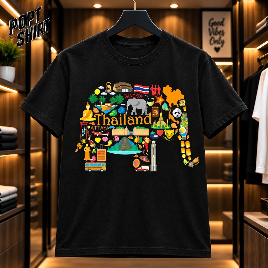 Thailand Elephant Souvenir Shirt 2025 ของชำร่วยไทย สวยมาก คอกลม แฟชั่น เสื้อยืด ผ้าฝ้ายแท S-5XL