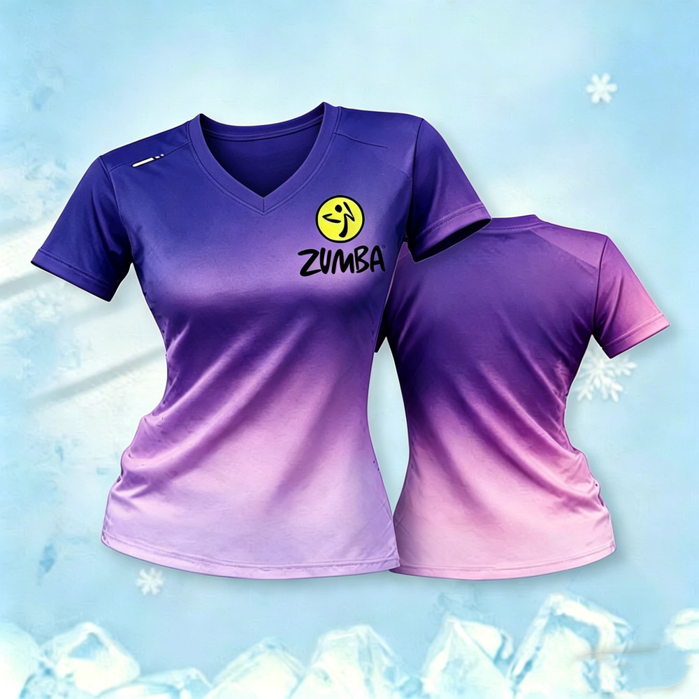 Zumba สวมใส่สําหรับผู้หญิงเสื้อคอวีไล่โทนสี Zumba เสื้อเสื้อผ้าเต้นรําแฟชั่น Breathab