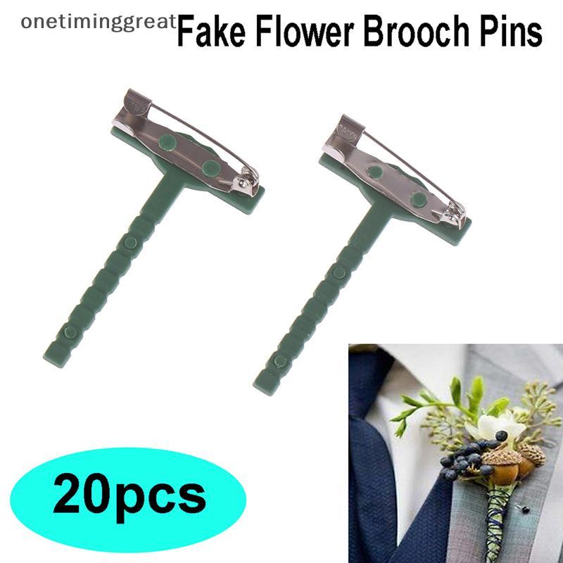 Onetiminggreat 20 ชิ้นเข็มกลัดโลหะพลาสติก Unisex เสื้อคอปก Pins ดอกไม้ปลอมเข็มกลัด Pins OTA