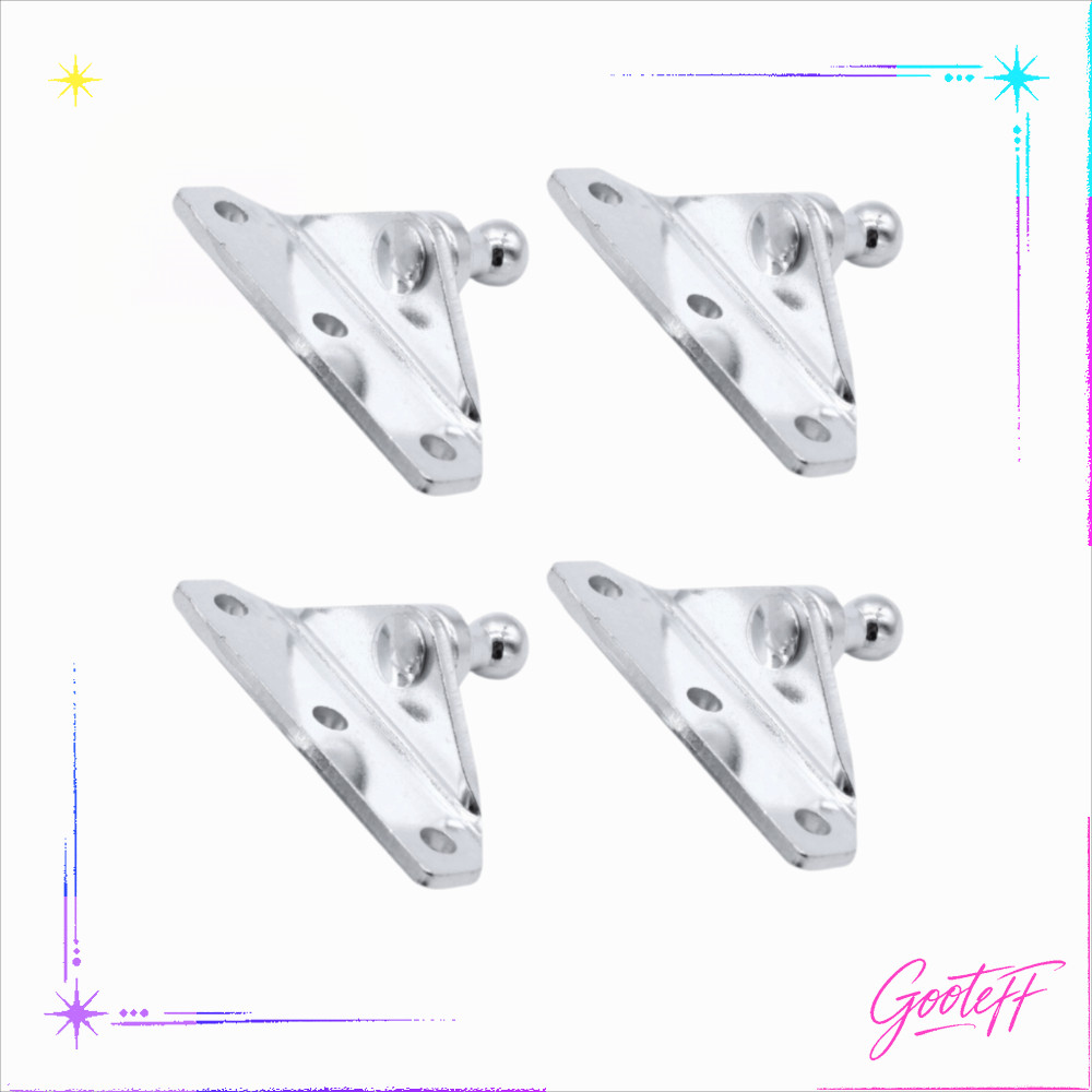 ICARAMELO 4 ชิ้นแก๊ส Strut Brackets, สังกะสีเหล็กชุบ Silver Ball Stud Brackets, Universal 10 มม. Bal