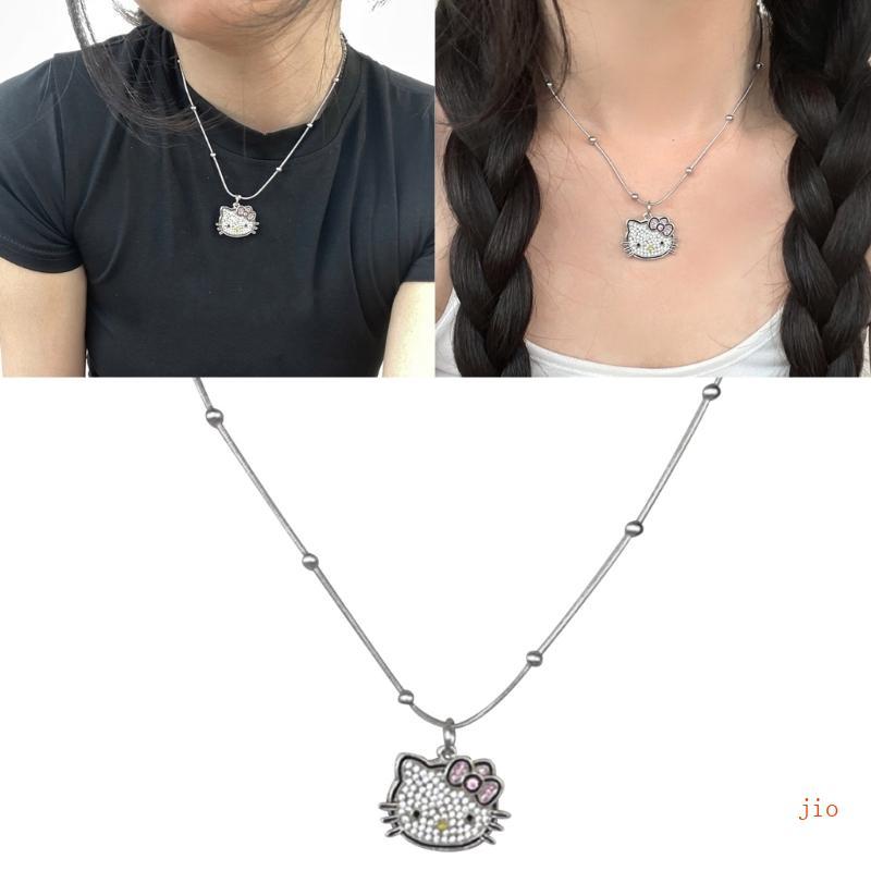 Jio DIY ลูกปัดโซ่แมวสร้อยคอChokerแมวน่ารักCharm Clavicle Chainสําหรับผู้หญิงEgirls Kittyแมวจี้สร้อยค