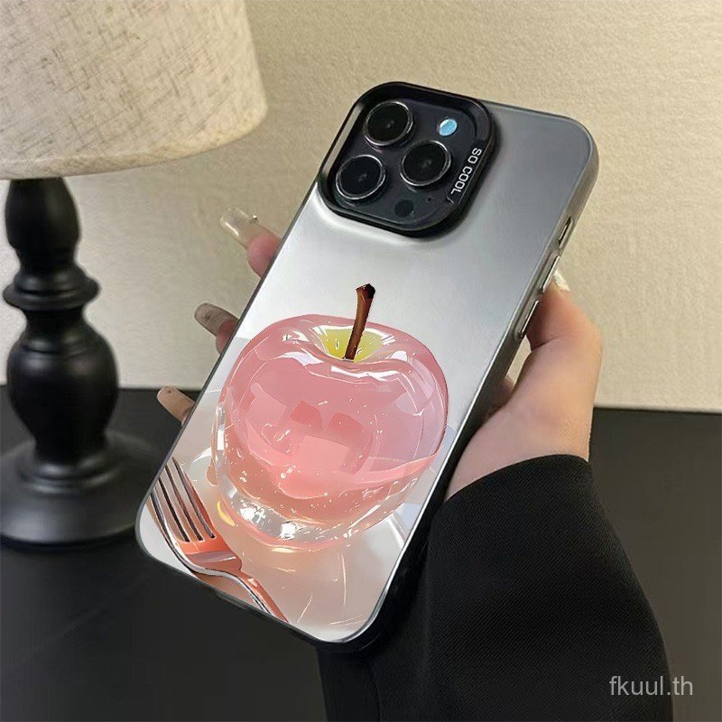 เคสโทรศัพท์แฟชั่นสีชมพูขนมผลไม้รูปแบบเหมาะสําหรับiPhone 13promax 13 14 15 16 promax 17promax xr xs 1