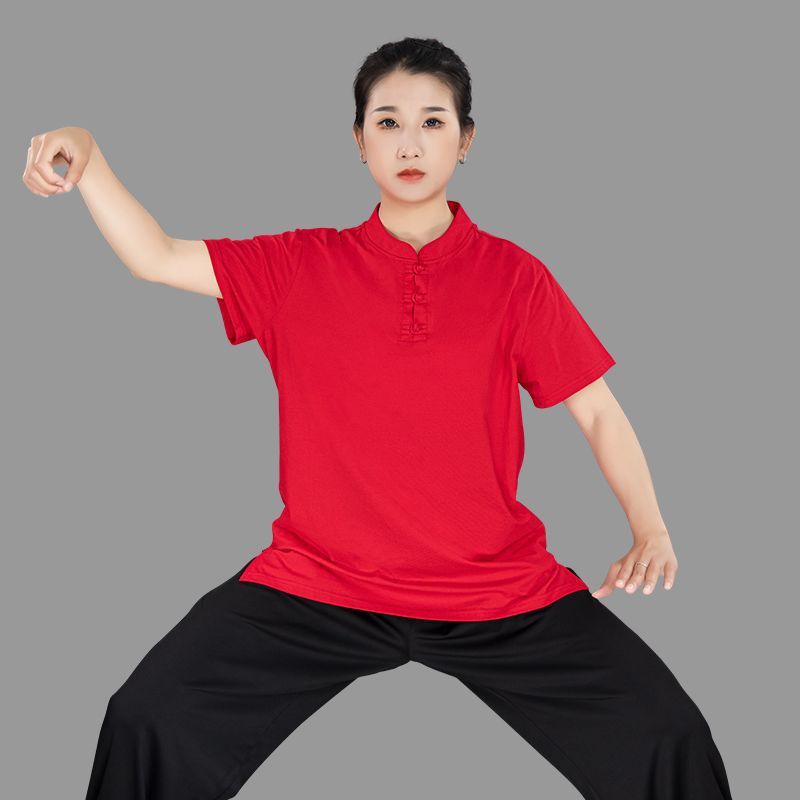 Tai Chi Clothes เสื้อยืดผู้หญิงแขนสั้น Tai Chi Tai Chi Tai Chi ฝึกผ้าแปดส่วน