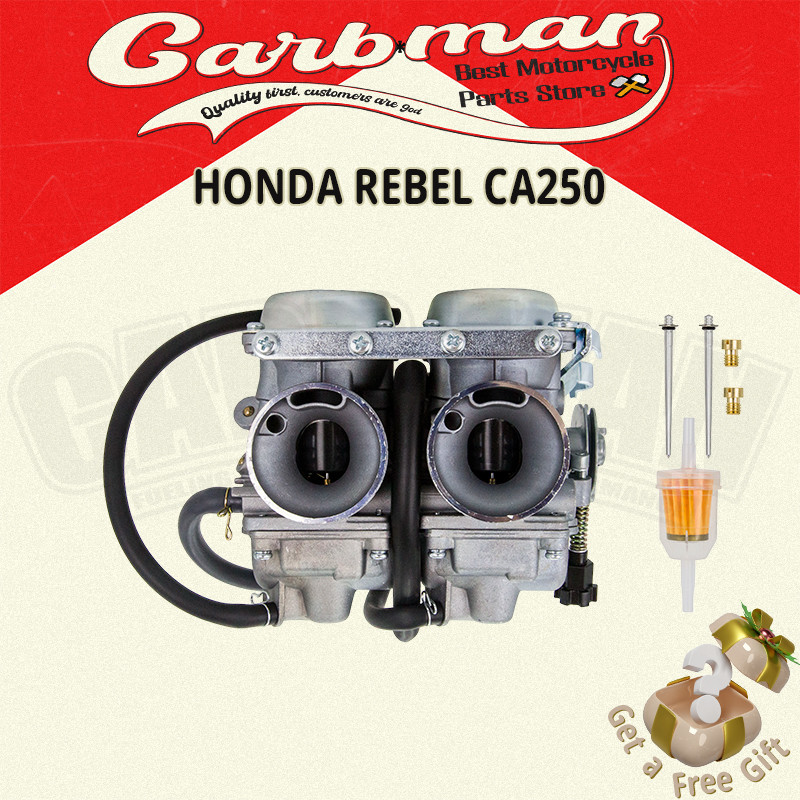 คาร์บูเรเตอร์คู่ PD26JS 26mm สำหรับ 4 จังหวะ 2 สูบ Honda Rebel CA250 CMX250 CD125 Benly CB125T CBT12