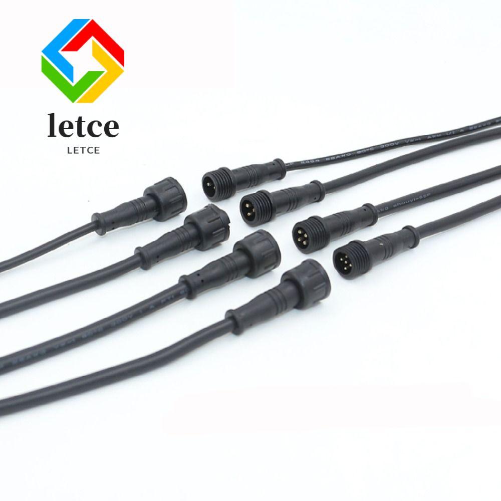 LETCE ชายหญิง LED Connector, IP67 20 ซม.2Pin 3Pin 4Pin แจ็ค,สายสีดํา 2Pin 3Pin 4Pin สายไฟกันน้ํา LED