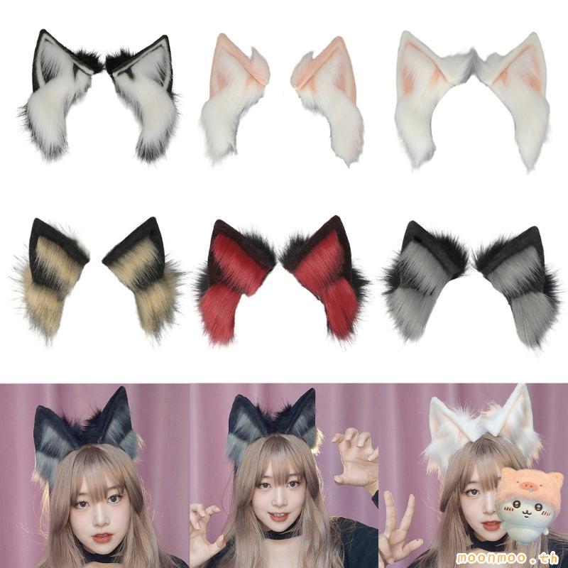Moon COSPLAY ลูกแมวหูสัตว์หูแถบคาดศีรษะ Furry ลูกแมว Carnivals Party Handmade Furry Party เครื่องแต่